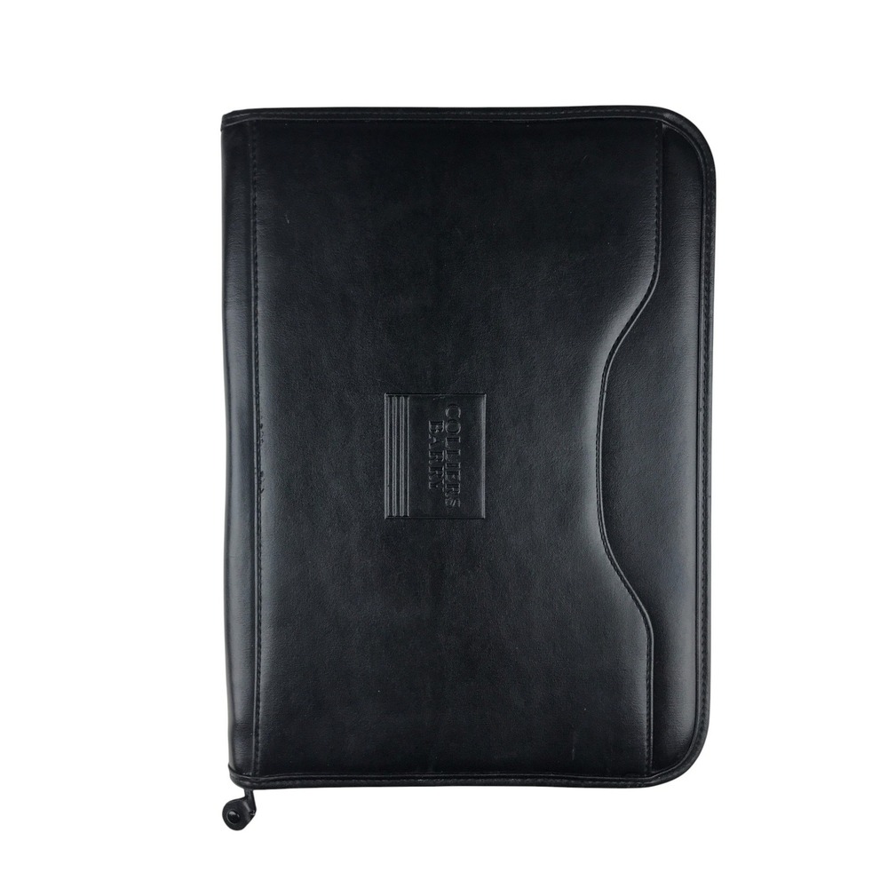 Gemline Colliers Barry Black Synthetic Leather Zip Portfolio‎ Organizer Case